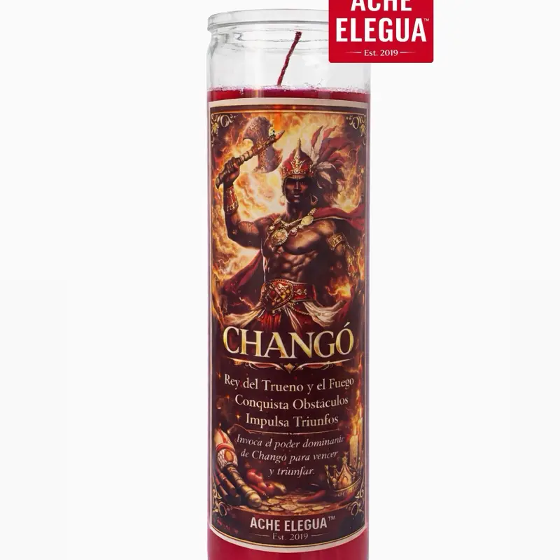 Chango Thunder & Fire Spiritual Candle | Strength, Victory & Protection by Ache Elegua