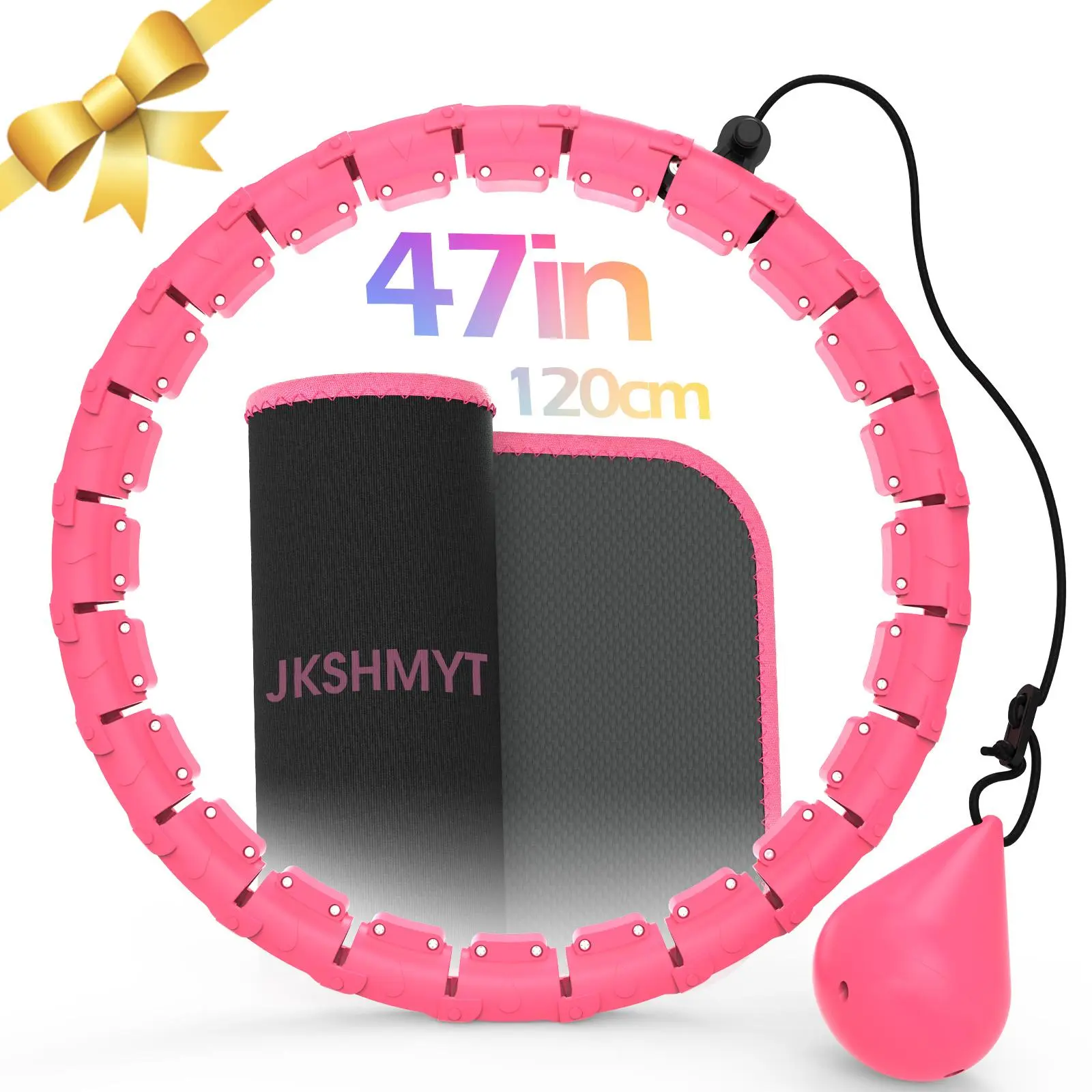 JKSHMYT Smart Weighted Hula Hoop for Plus-Size Adults - 2-in-1 Workout Equipment, 24 Detachable Links, Size-Adjustable Home Exercise Equipment with Abs Plastic, Home Workout, 24 Sections