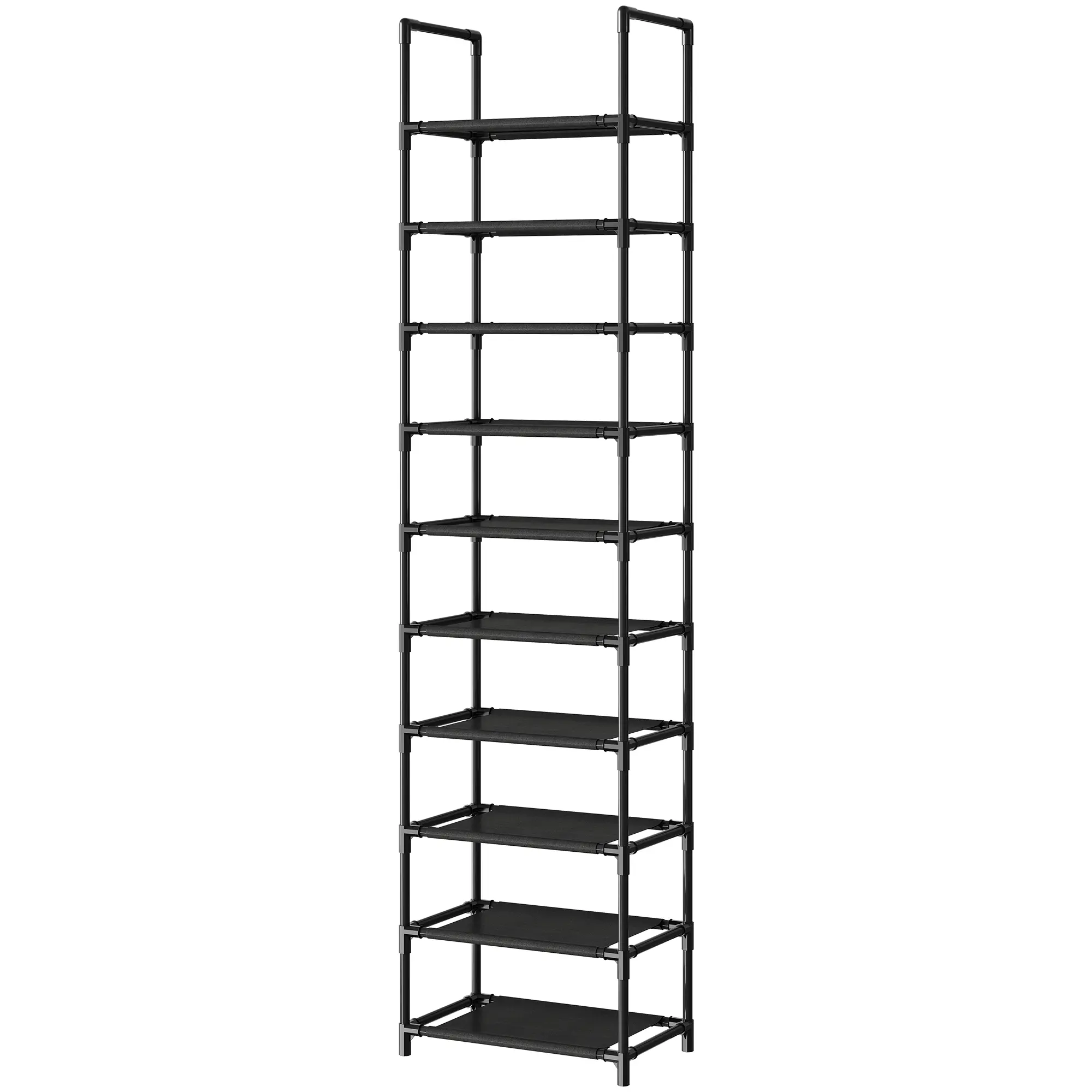 GAOMON 10-Tier Shoe Rack, Sturdy Metal Shoe Organizer with Removable Fabric Shelves & Metal Frame, Tall Space-Saving Corner Storage for Closet, Entrance, Living Room, Shoe Rack Organizer, Closet Organizer