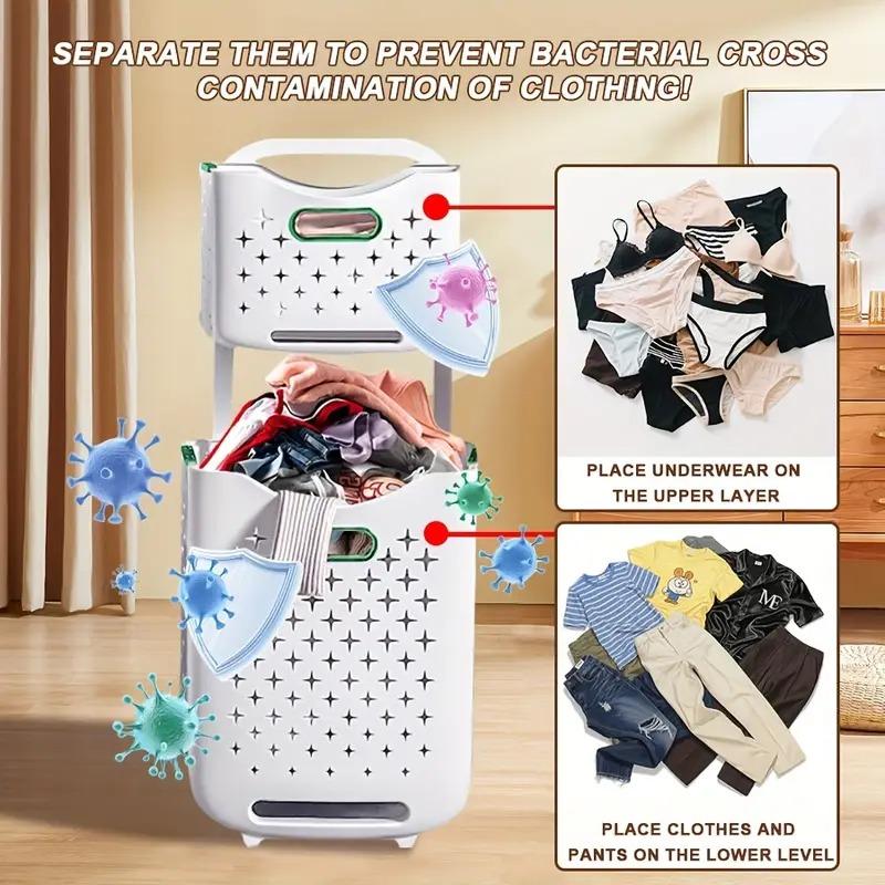 Foldable Rolling Storage Basket with Wheels - Extra-Large Capacity, Wall-Mountable, Space-Saving Organizer Laundry Room, Bedroom, Closet, And Small Spaces Laundry Basket- Stackable And Foldable Storage Bin for Home, Office, And More, Shelf Baskets