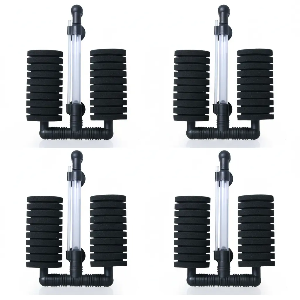 Aqua Dream 4pcs Large Double Head Bio-Sponge Filters AD-2822 for 20 Gallon Tanks with 3/16" Aquarium Tubing & DB-300/DB-333 Pumps