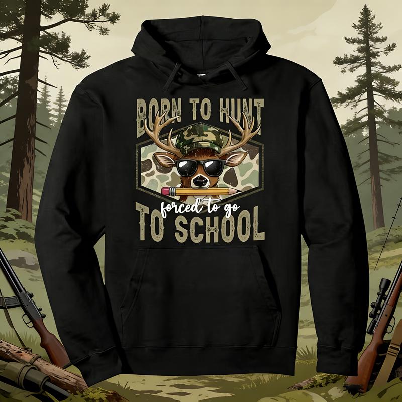 Deer Camouflage Print Hoodie Campus Casual Loose Pullover Four Seasons Versatile Fun Trendy Top with Hood