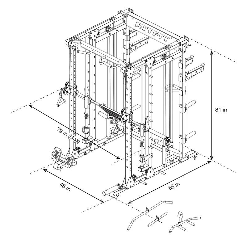 RitFit BUFFALO Multifunctional Smith Machine with Lat Pull Down and Cable Crossover for Versatile Strength Training RitFit BUFFALO Multifunctional Smith Machine with Lat Pull Down and Cable Crossover for Versatile Strength Training