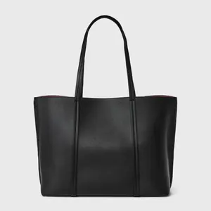 Triple Compartment Work Tote Handbag - A New Day Black: Shell, Double Shoulder Handles