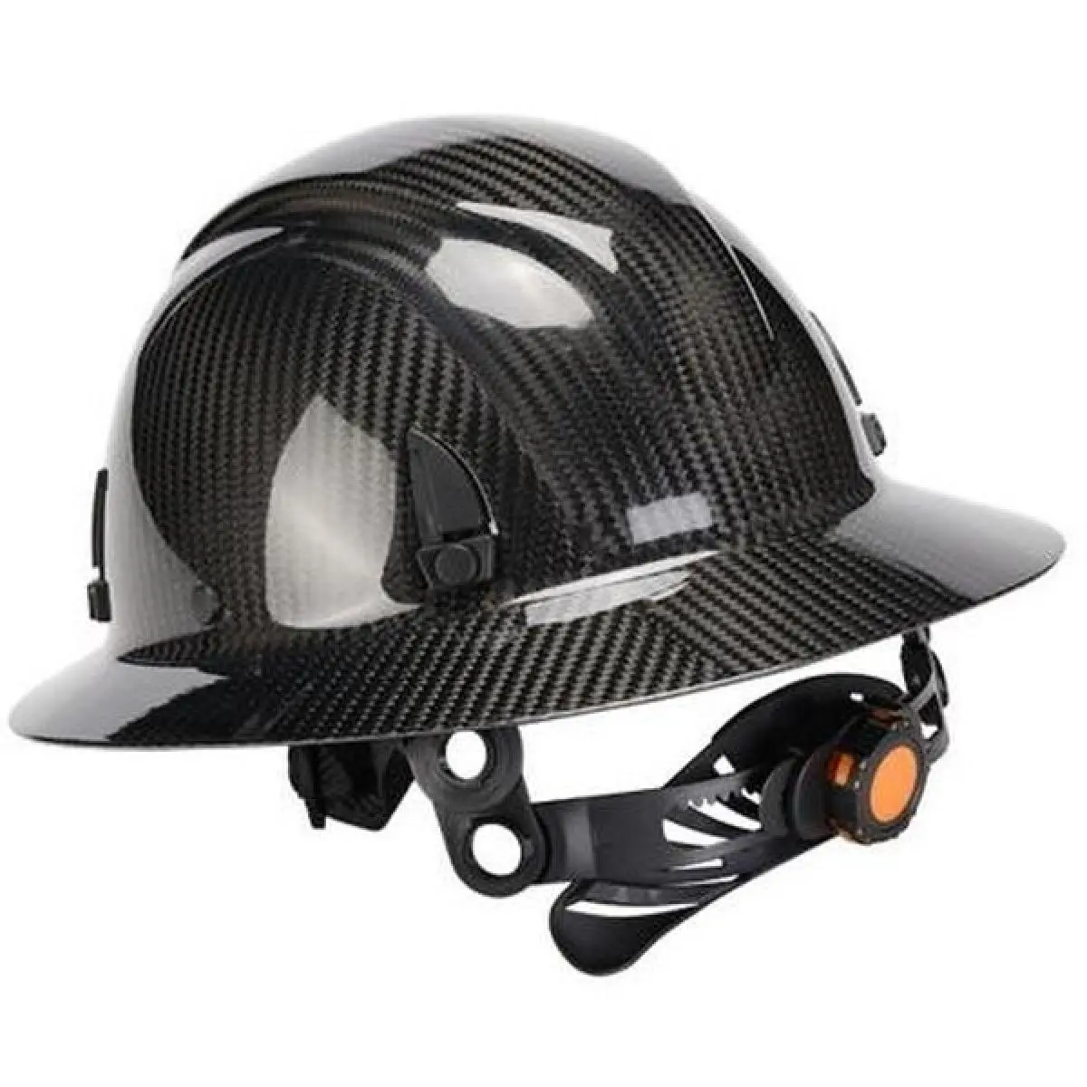 OSHA Approved Full Brim Hard Hats - Construction-Grade Industrial Head Protection, Advanced Ventilation System, 6-Point Ratchet Suspension, Carbon Fiber Pattern, Heavy-Duty Gear for Construction Work, Construction-Grade Head Protection