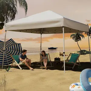 10X10FT Instant Canopy Tent with Slant Legs, Carrying Bag and 8X8FT Cover, for Patio Deck Beach Garden