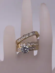 CZ Wedding Trio 14K (size 7 and 10)