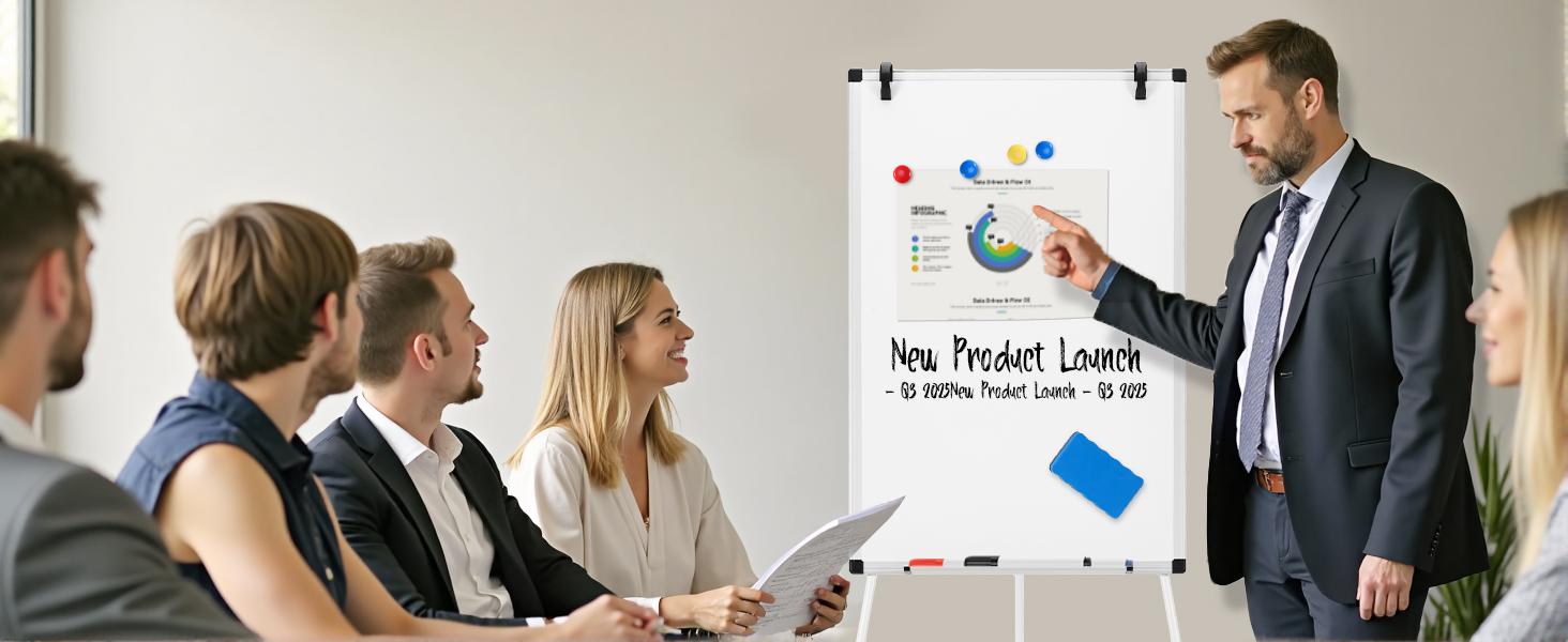 Whiteboard Easel 40 x 28 Inches, Magnetic White Board Dry Erase, Porbable Boards Height Adjustable, Dry Erase Board with Stand for School, Office and Home, Silver Aluminium Frame