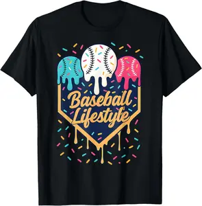 Baseball Life Style 101 Apparel Youth Drip Baseball Boys T-Shirt - Crewneck Men Women Youth Boys Girl T-shirt Cotton Fabric