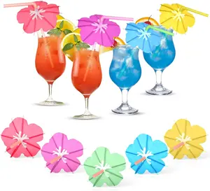 【100 PCS】Umbrella Straws for Drinks - Colorful Cocktail Straws with Mini Umbrellas, Tiki Party Supplies, Hawaiian Luau Tropical Theme, Parasol Drinking Straws for Margarita, Pina Colada, Beverages.