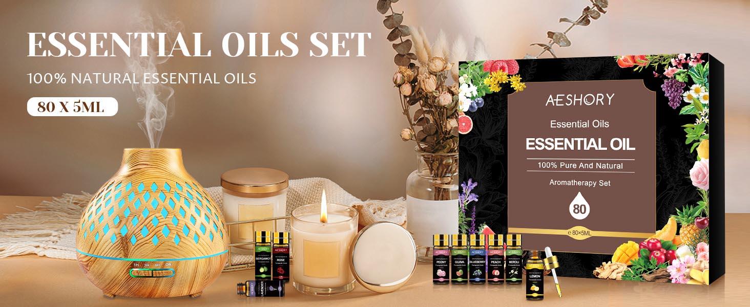 AESHORY Complete Essential Oils Set 80x5ML for Diffuser Aromatherapy Humidifier