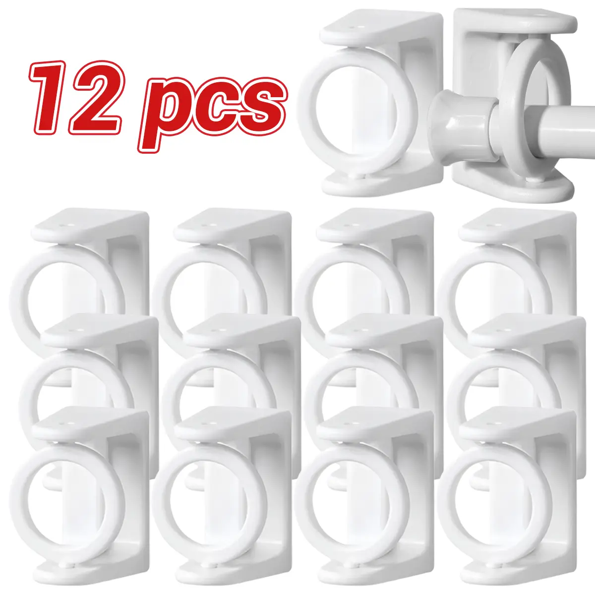 Pole Holders, no drilling required, suitable for curtain rods, shower curtain rods and storage hooks for windows, doors and wardrobes.