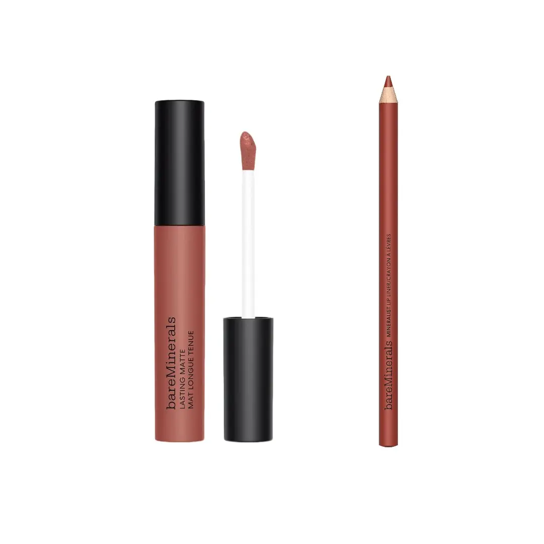 bareMinerals Mineralist Lip Duo - Matte Liquid Lipstick and Lip Liner Set - Natural Shades