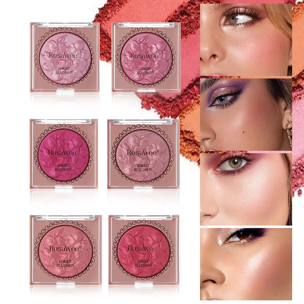 6-color facial brightening, Shimmer Highlighter, Glow Seeker Highlighter, Cosmetics Highlighter, high gloss contouring box design, waterproof, sweat proof, natural nude makeup contouring, suitable for dates, parties, ideal gift Terracotta blush