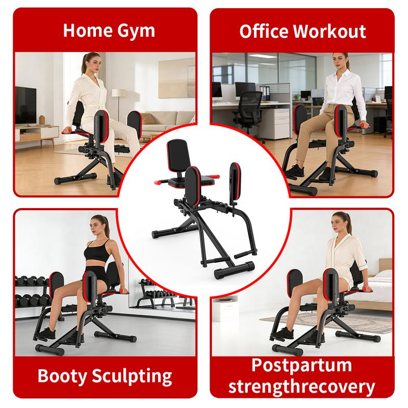 2-In-1 Glute Machine - Hip Abduction & Adduction Exercise Equipment - 3 Resistance Levels For Glute Strengthening, For Home Use, Upper Back Exerciser, Adjustable Glute Trainer, Thigh Workout Equipment For Hip Sculpting & Butt Lifting