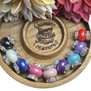 15mm Rhinestone Spacer Beads with Large Hole - 2 per bag