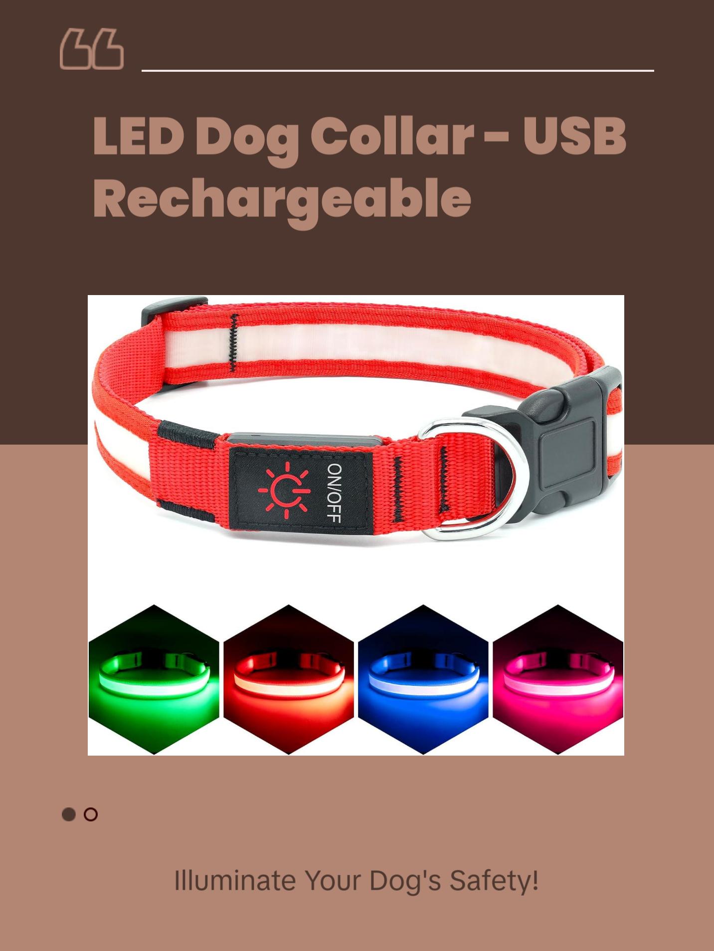 LED Dog Collar, Light up Dog Collar Adjustable USB Rechargeable Super Bright Safety Light Glowing Collars for Dogs LED Dog Collar, Light up Dog Collar Adjustable USB Rechargeable Super Bright Safety Light Glowing Collars for Dogs