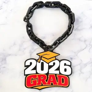 2026 Grad Hype Chain Necklace - 3D Printed College Graduation Gift - Senior Present - School Photo Prop - Ceremony - Dance Party Decor - High School Spirit Prep Rally Pictures - Event Decoration