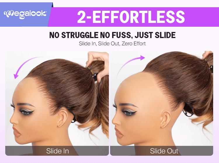 [Glueless Chocolate Brown] 220% Density Megalook #4 Brown 13x6 HD Lace Frontal Wigs Straight Put on Go Glueless Wig Human Hair Pre-plucked Natural Hairline With Drawstring Band