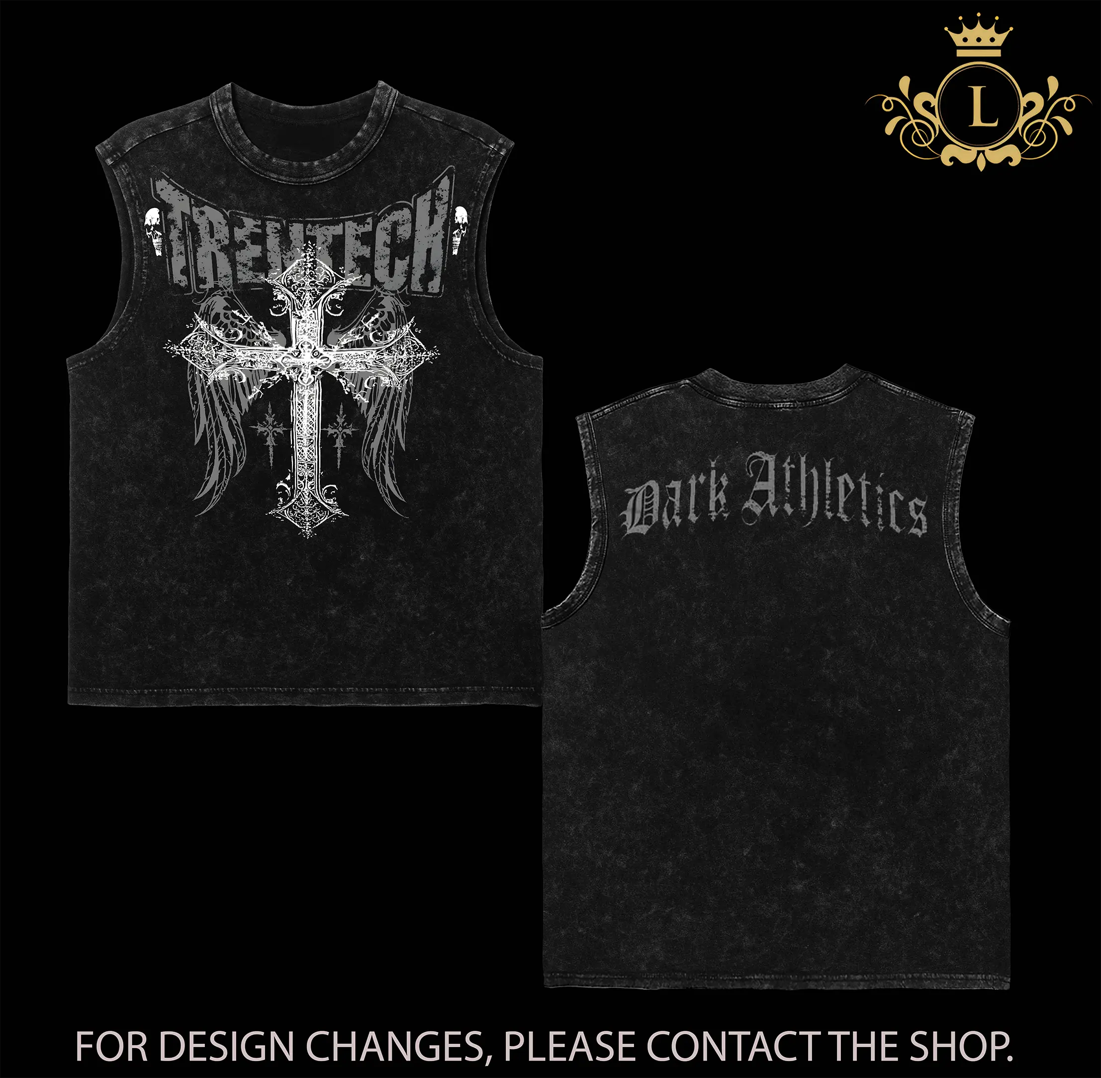 Dark Athletics x TrenTech Gym Tank Top, Muscle Training Workout Tank, Men’s Sport Fitness Tank, Oversized Vintage Wash Gymwear, Bodybuilding Apparel, Lifting Training Outfit, Casual Athletic Streetwear
