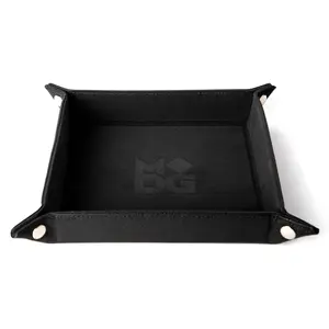 Fanroll Velvet Dice Tray With Leather Backing - Black