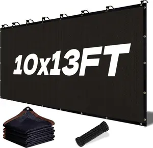 90% Shade Cloth UV-Resistant—10×13 ft Black UV-Resistant Sun Shade Net with Reinforced Grommets,Breathable Mesh Design,Cool & Ventilated Ideal for Garden Pool & Camping Accessories Camping Essentials