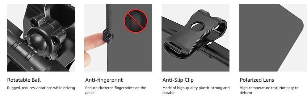 JOYTUTUS Universal Anti-Glare Polarized Car Sun Visor Extender with UV400 Protection 12.6 x 5 Lens Size Quick 5 Sec Install Safe Driving Windshield Shade