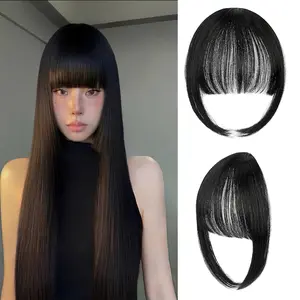 Lansigreen Air Bangs 10inch 20g Clip in Hair Extension Synthetic Wispy Bangs Hairpieces for Women Daily Party Summer Vibes