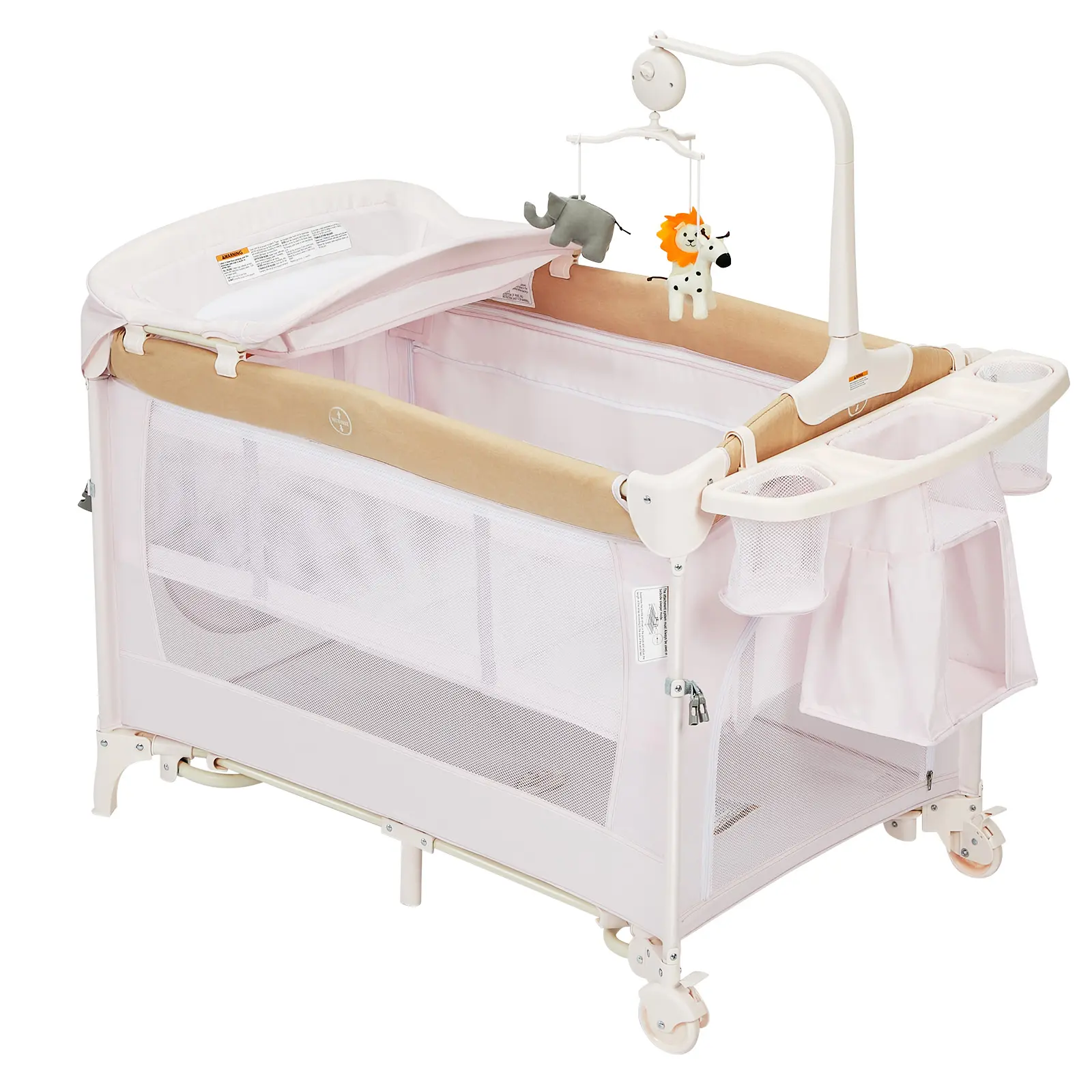 4-in-1 Portable Baby Playard for Newborn to Toddler – Bedside Crib, Bassinet, Diaper Changer, Large Playpen – Includes Mattress, Toy Bar & Storage Pocket – Perfect for Nursery, Living Room, or Travel,dorm essentials,home decor