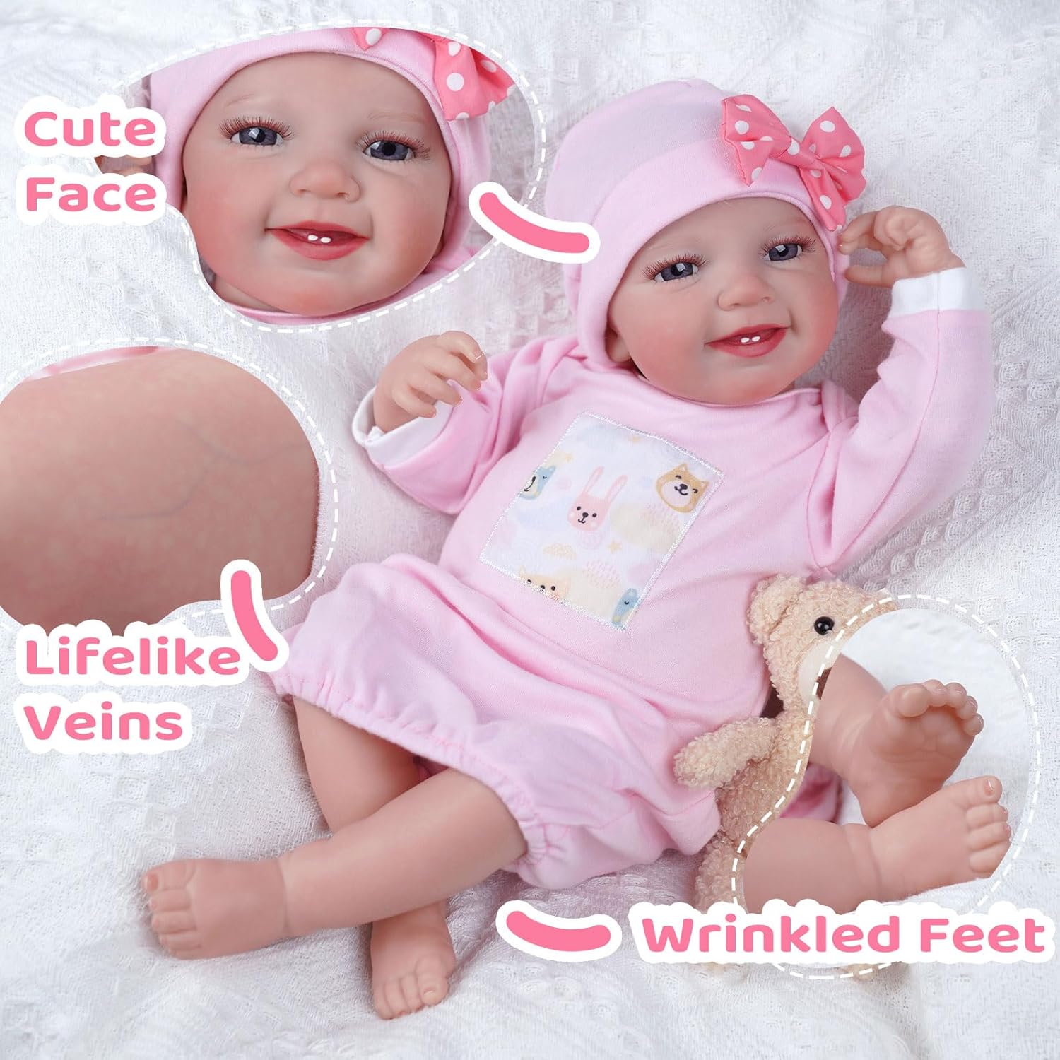 BABESIDE Lifelike Reborn Baby Dolls Leen Talking + Heartbeat Coos And Breath 20-Inch Soft Body Realistic-Newborn Smile Baby Girl Doll Poseable Real Life Baby Dolls With Toy Accessories Gift Set For Kids Age 3+ - Heartbeat Style BABESIDE Lifelike Reborn Baby Dolls Leen Talking + Heartbeat Coos And Breath 20-Inch Soft Body Realistic-Newborn Smile Baby Girl Doll Poseable Real Life Baby Dolls With Toy Accessories Gift Set For Kids Age 3+ - Heartbeat Style