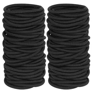 120 Pieces Black Hair Ties for Thick and Curly Hair Ponytail Holders Hair Elastic Band for Women or Men(4Mm) GOSICUKA