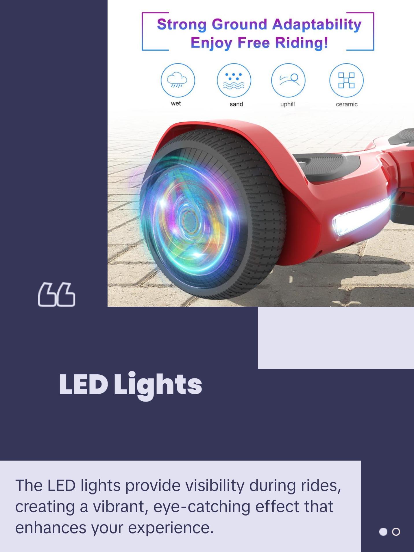 Hoverstar Flash Wheel Hoverboard 6.5 In Bluetooth Speaker with LED Lights Self Balancing Electric Scooter Red