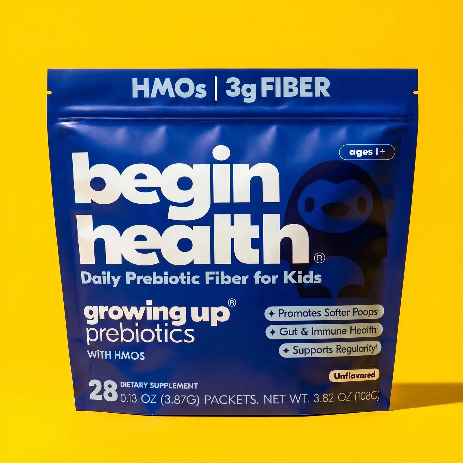 Begin Health Daily Growing Up Prebiotics for Kids Ages 4+ | Gut Health Support & Smooth Pooping | Unflavored, Strawberry Creamsicle, Banana Fudgesicle | Two Ingredients