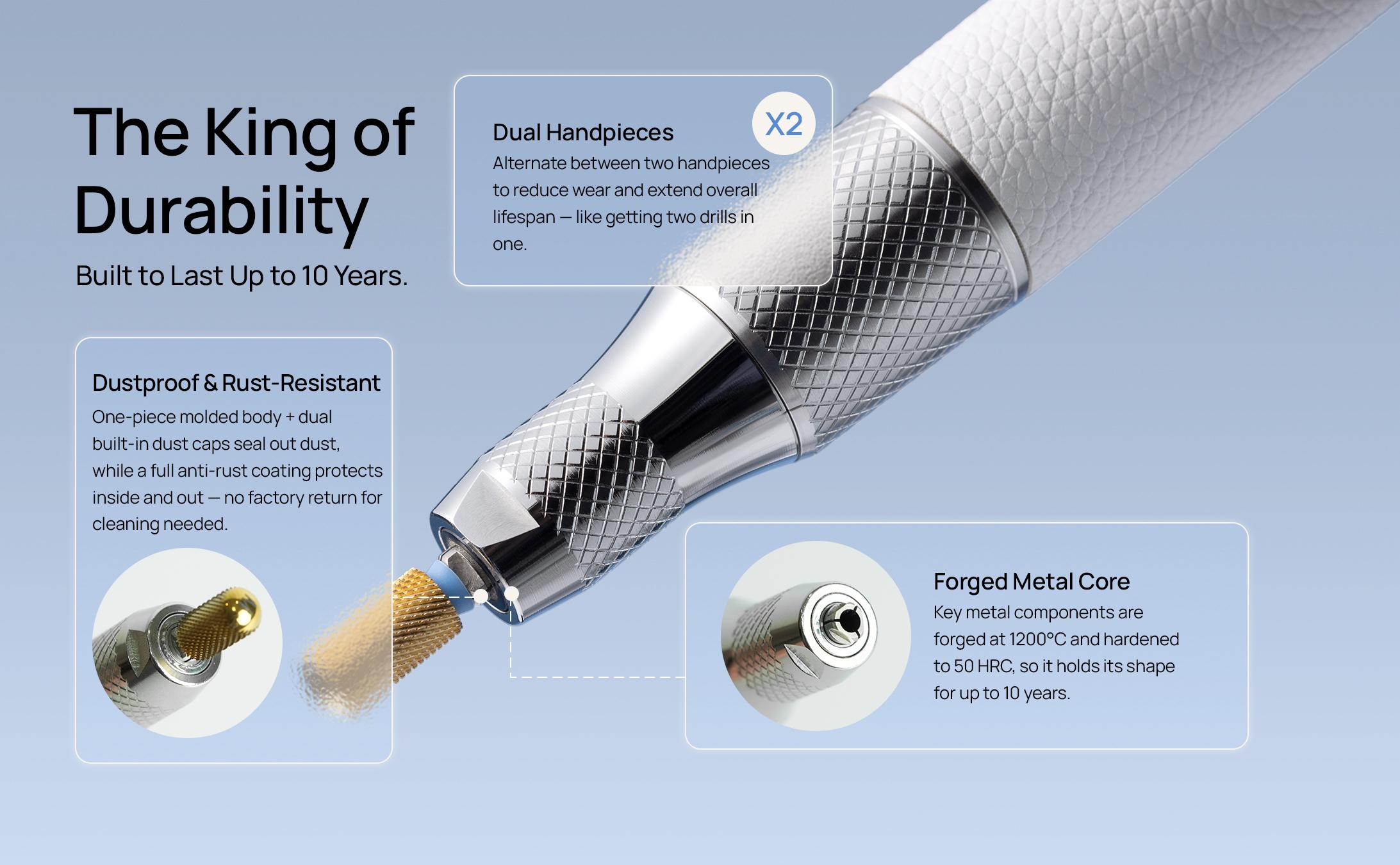 ONAIL Pro Max Nail Drill  - 50,000 RPM, 11 Bits, Automatic Stop, Quiet Operation, USB Type-C, 2150mAh Battery, King of Speed & Stability