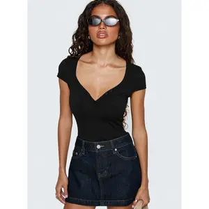 Laretta Button Up Bodysuit Black