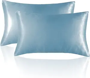 Satin Pillowcase, Similar to Silk Pillow Cases (Blue - 2 Pack, Queen（20"X 30"）)