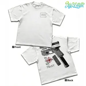 Tactical Graphic 220g T Shirt 1pcs Streetwear 100% Cotton Y2K Swag Men Clothes, Vintage Sade Double Sided Graphic TShirt, Gun Illustration Digital Printed T Shirt Gifts For Men