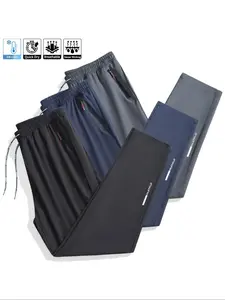 3-pack  Men's Sporty Fitted Waistband Joggers with Drawstring & Zipper Pockets, Breathable Quick-Dry Elastic Casual Pants for All Seasons