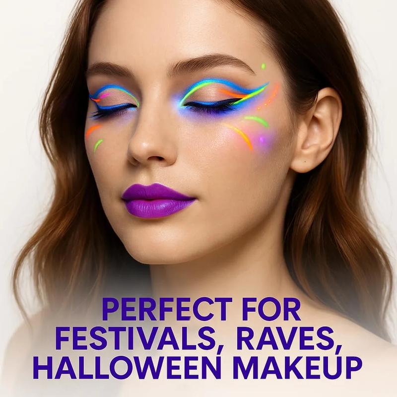 12 Colors Matte Liquid Eyeliner Set Colorful UV Neon Eyeliner Pencil Pigmented Waterproof Smudgeproof Long Lasting Eye Liner Xmas Christmas Festival Makeup Gift Kit for Women