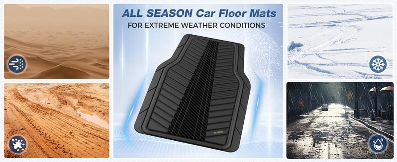 FLORICH Car Floor Mats, Heavy Duty Floor Mats for Cars, 4 Piece All-Weather Floor Mats with Anti-Slip Backing, Waterproof Universal Trim-to-Fit, Automotive Floor Mat for Cars SUV Trucks