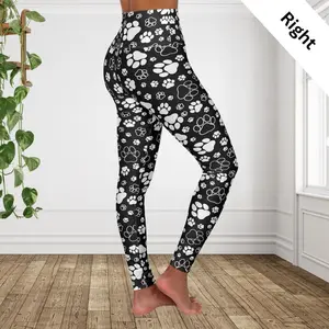 Black Paw Print Leggings | Dog Mom Yoga Pants | Animal Lover Gift | Pet Print Activewear Yoga Pants, Flattering Leggings, Leggings For Women – FASTSHIPPING