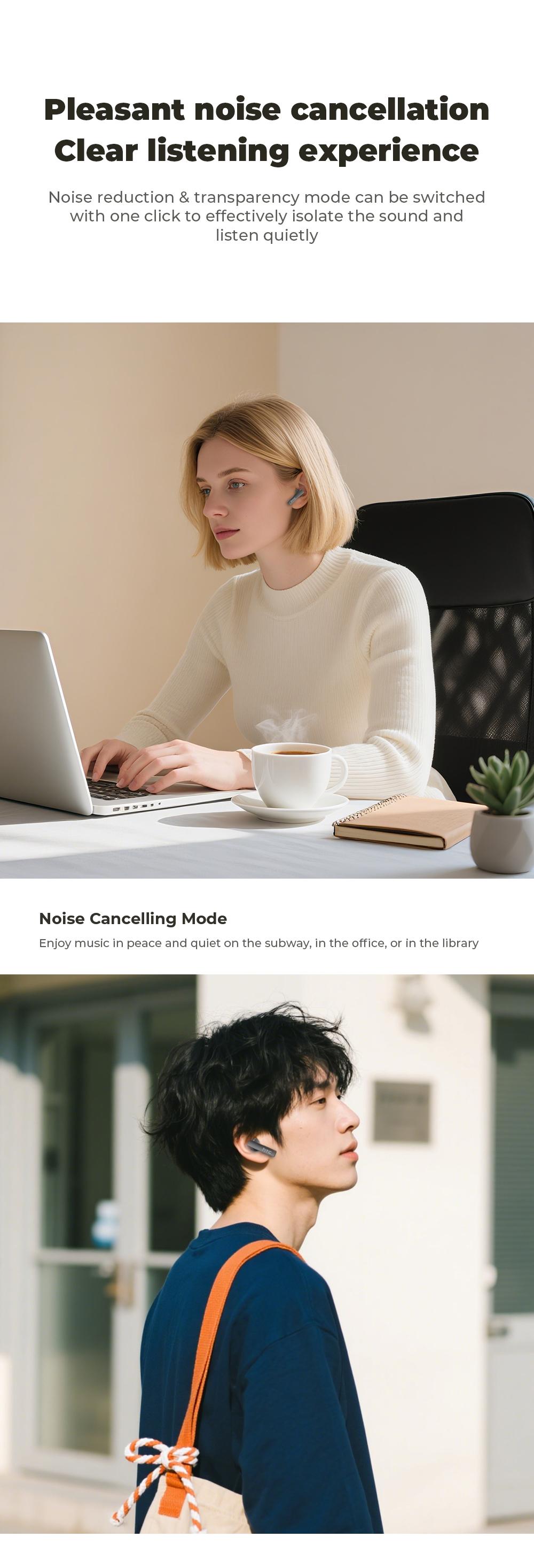 HTC NE40 Bluetooth 6.0 Earphones LED Display High Fidelity Waterproof Wireless Earphones, TWS Touch Control Earbuds, Suitable for Office, Sports, Study and Audio Calls | Built-in Microphone | Earphones