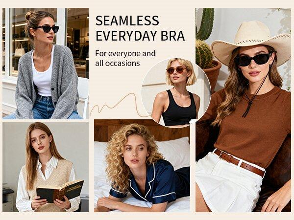 REALWILL Women's Comfortable Wireless Push-Up Bra - Buttery Soft Full Coverage T-Shirt Bra with Stylish Lettered Straps & Convertible Design