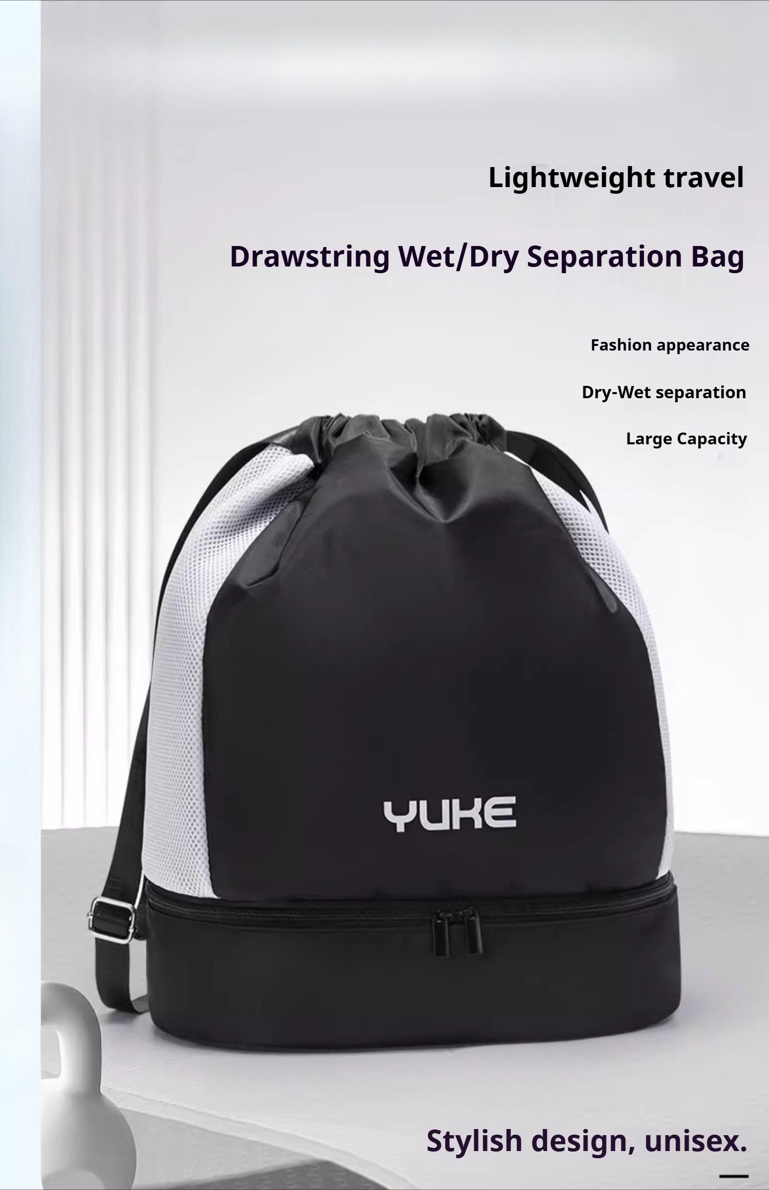 Waterproof Drawstring Swim Backpack with Dry Wet Separation & Shoe Compartment