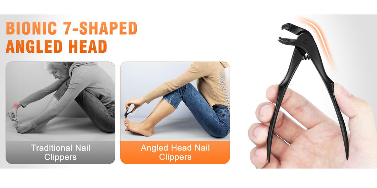 Extra-long handle nail clippers - elderly nail clippers - enhanced nail scissors suitable for thick and hard nails - curved toe nail clippers - wide-opening anti-splash design with storage compartment - precision stainless steel one-piece molding