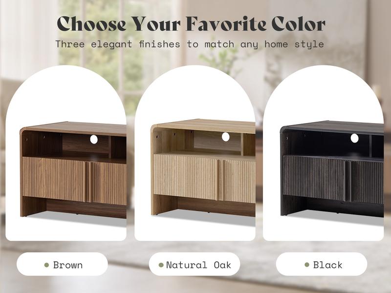 AMERLIFE 70" Modern TV Stand for TVs Up to 80", Wood TV Console with Curved Profile Design & 2 Storage Cabinets, Media Console Entertainment Center for Living Room, Bedroom/Best Gift Ideas/Christmas Gifts