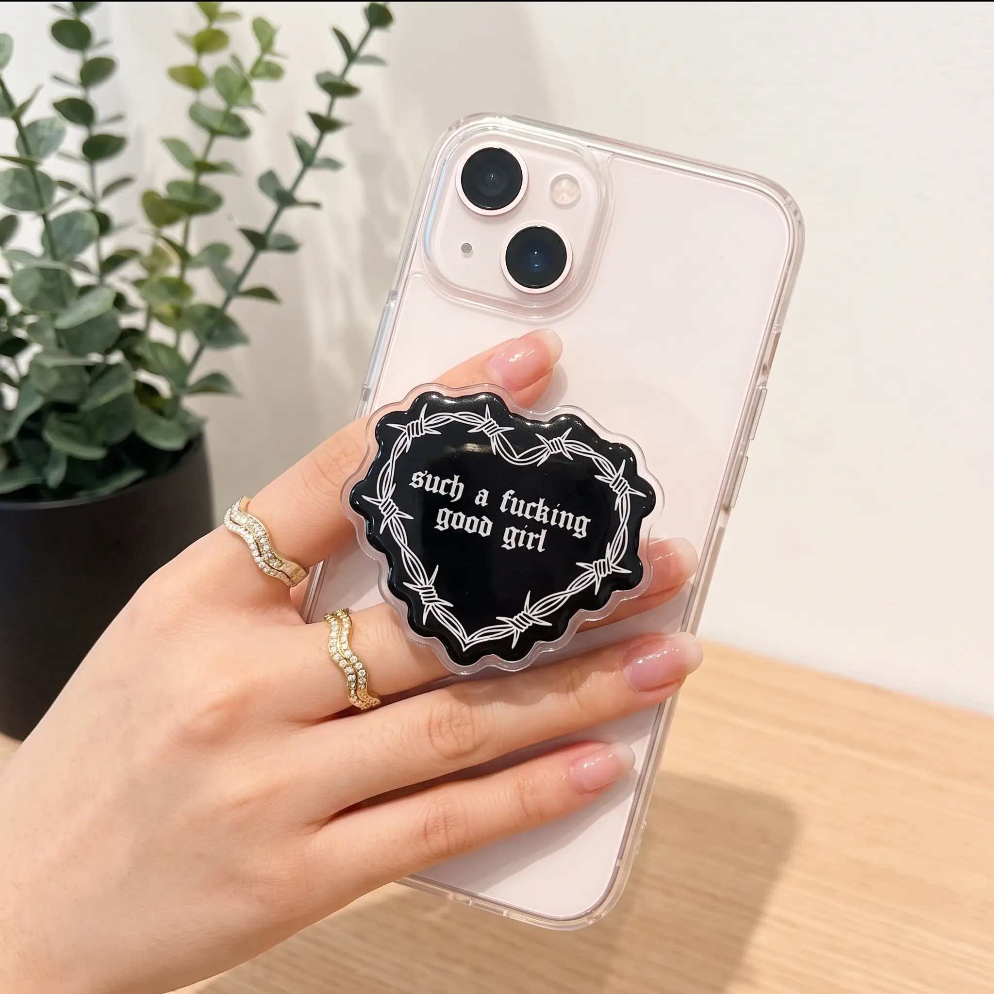 Such a F-cking Good Girl MagSafe Phone Grip, Black Gothic Barbed Wire Heart Magnetic Phone Holder Stand, Edgy Y2K Accessory