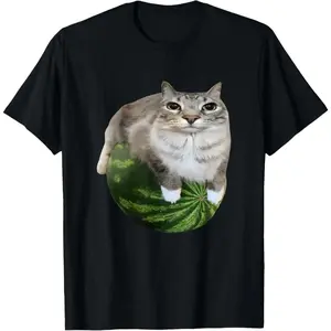 Virals Silly Watermelon Cat Meme T-Shirt | Funny Unisex 100% Cotton Top For Woman Man Unisex