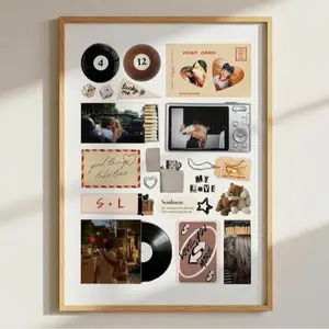 KHUBAWORLDWIDEASSOCIATION  Retro Matchbox Collage Poster Couple Art Personalized Photo Collage Editable Album Poster