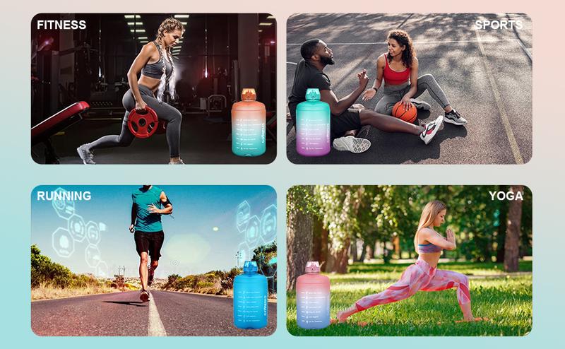 GOPPUS 128 oz Gallon Water Bottle With Time Marker Big Water Bottle Motivational 1 Gallon Water Bottle With Straw Large Water Bottle Water Jug With For Drinking, 2 Lids(Straw/Chug Lid),BPA Free,Weekly Pick Sale